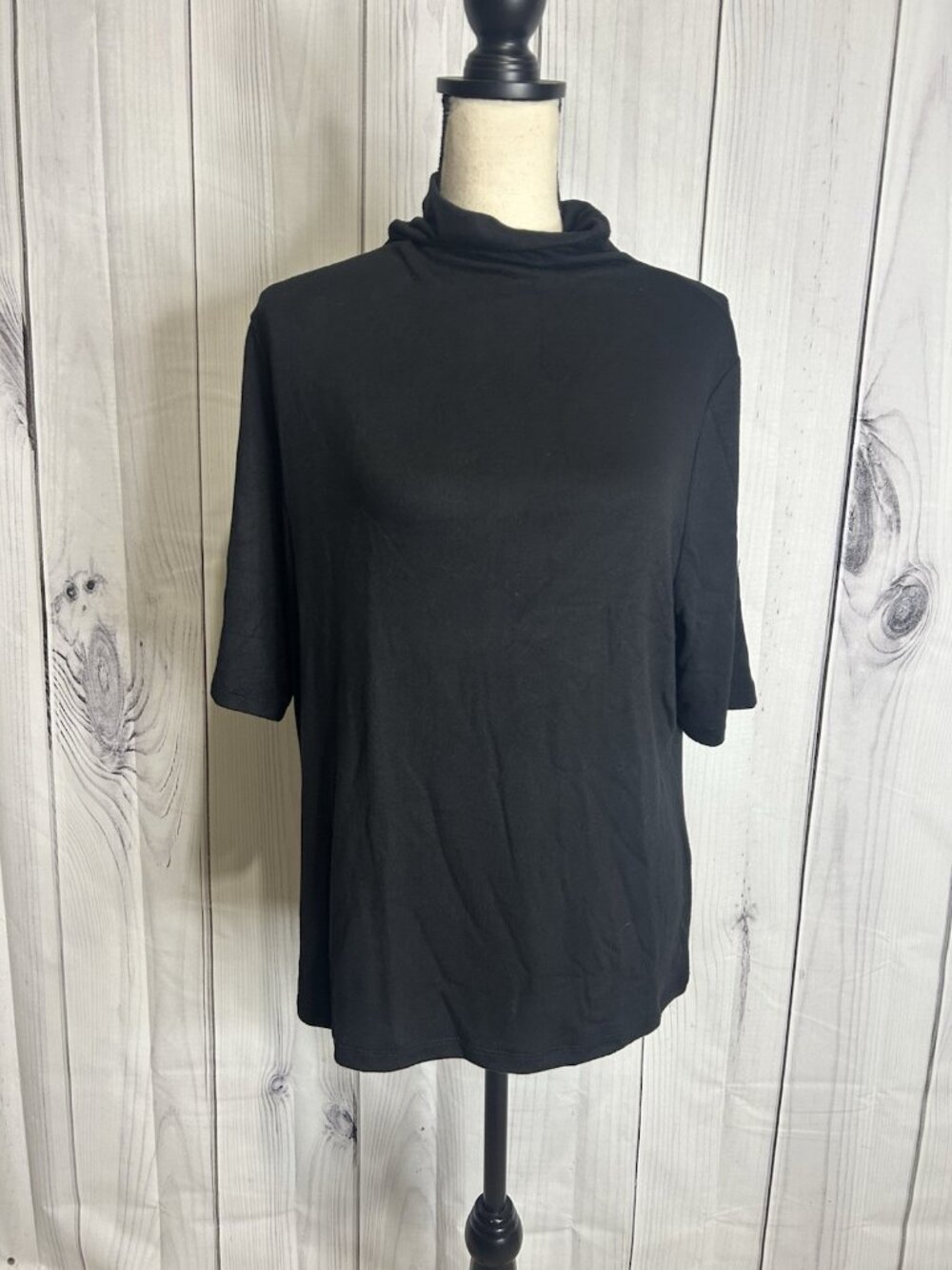 NWT Banana Republic Soft Luxe Short Sleeve Turtleneck Sz XL Lightweight Black
